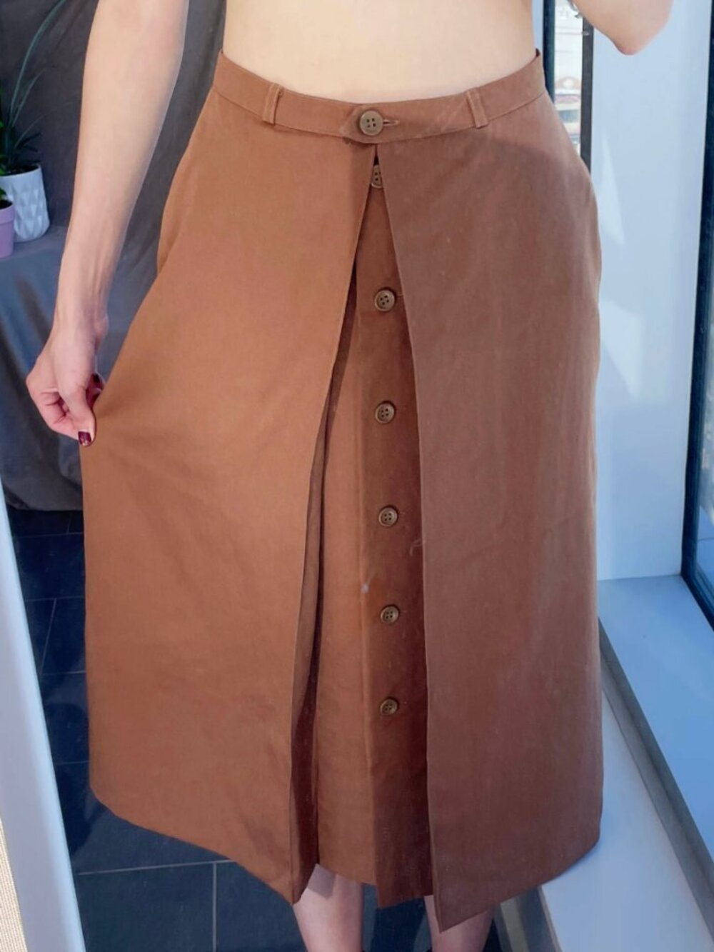 100% Wool Brown Skirt (26''~27'')